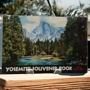 Vintage 1955 Yosemite Souvenir Picture Book Natural Color Photos with Map